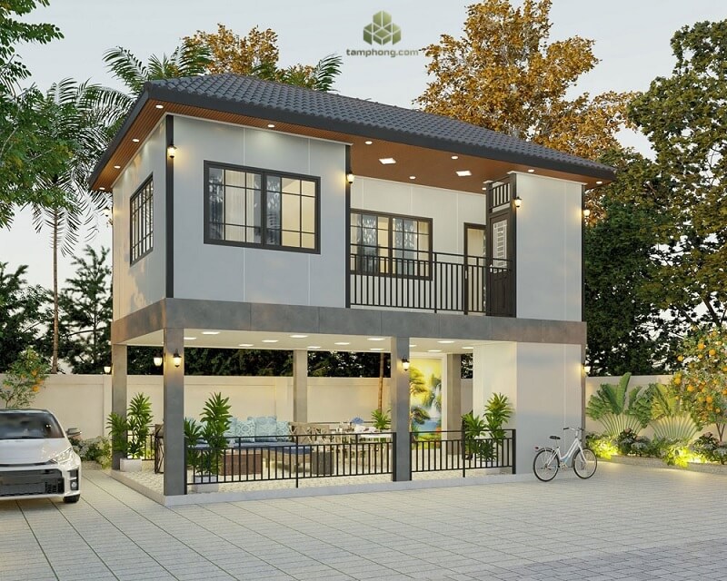 Nhà gỗ lắp ghép 2 tầng