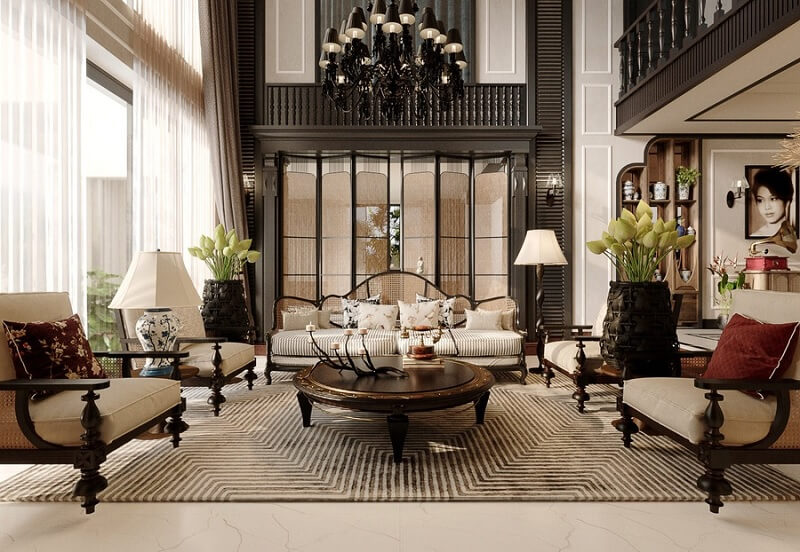 Thiết kế nội thất biệt thự phong cách Indochine
