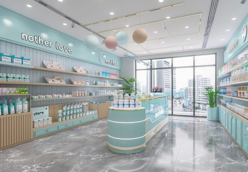 Mẫu thiết kế nội thất showroom bỉm sữa