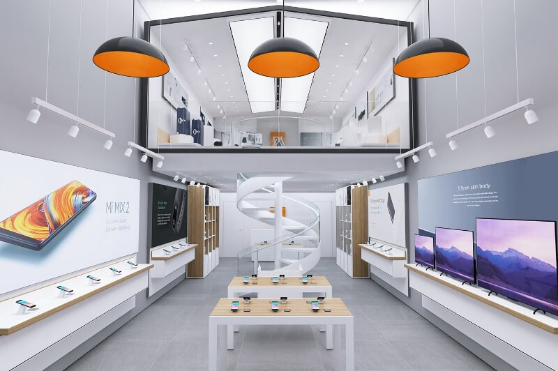 Mẫu thiết kế nội thất showroom trưng bày điện thoại