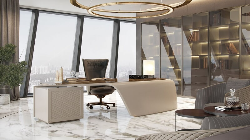 Mẫu thiết kế nội thất văn phòng theo phong cách Luxury
